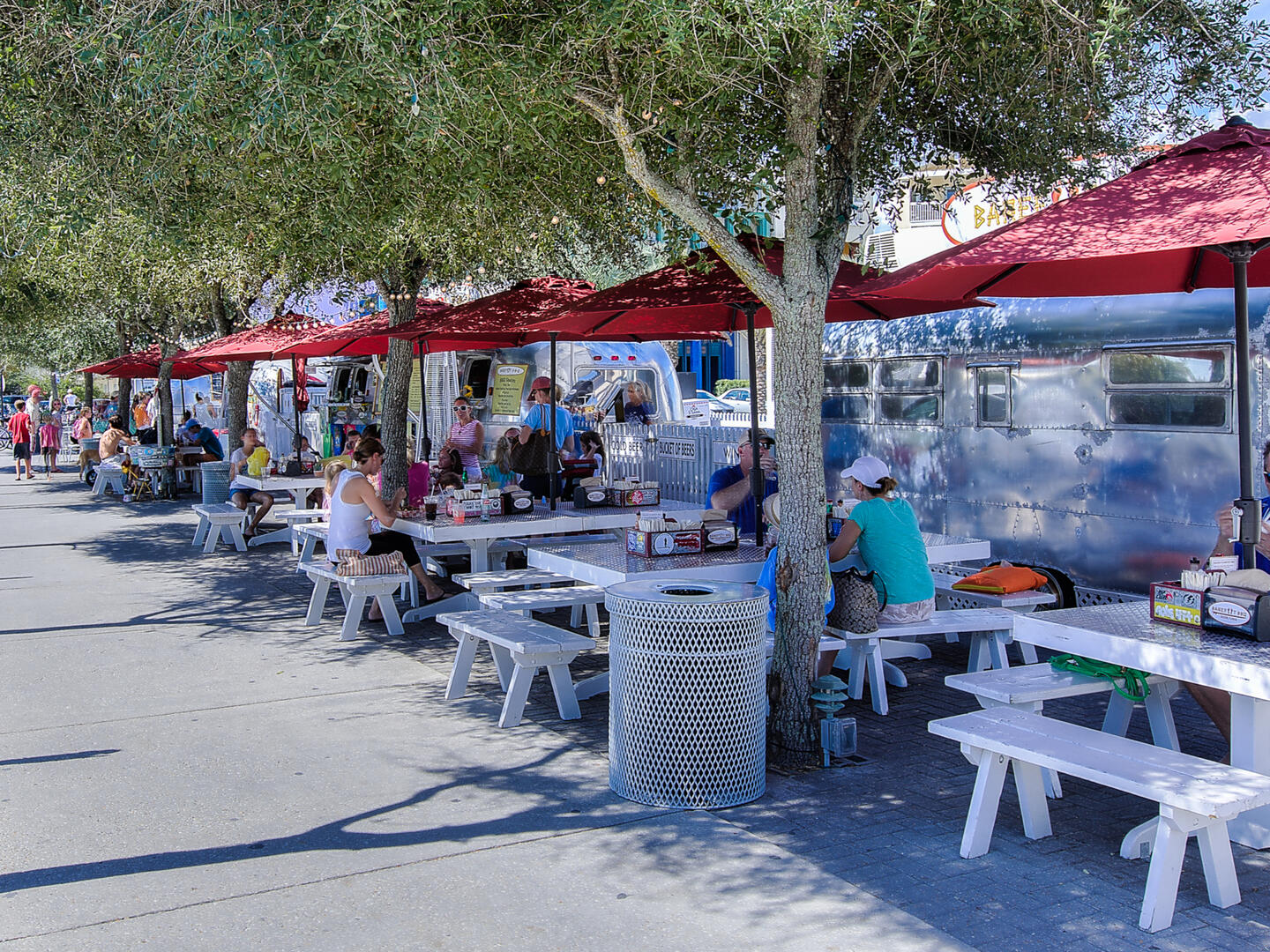 Vintage Airstream food trucks in Seaside Florida